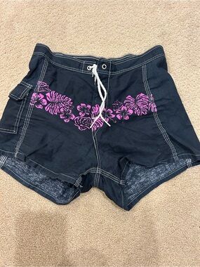 Sundek Dark Blue Athletic Shorts with Pink Floral Print